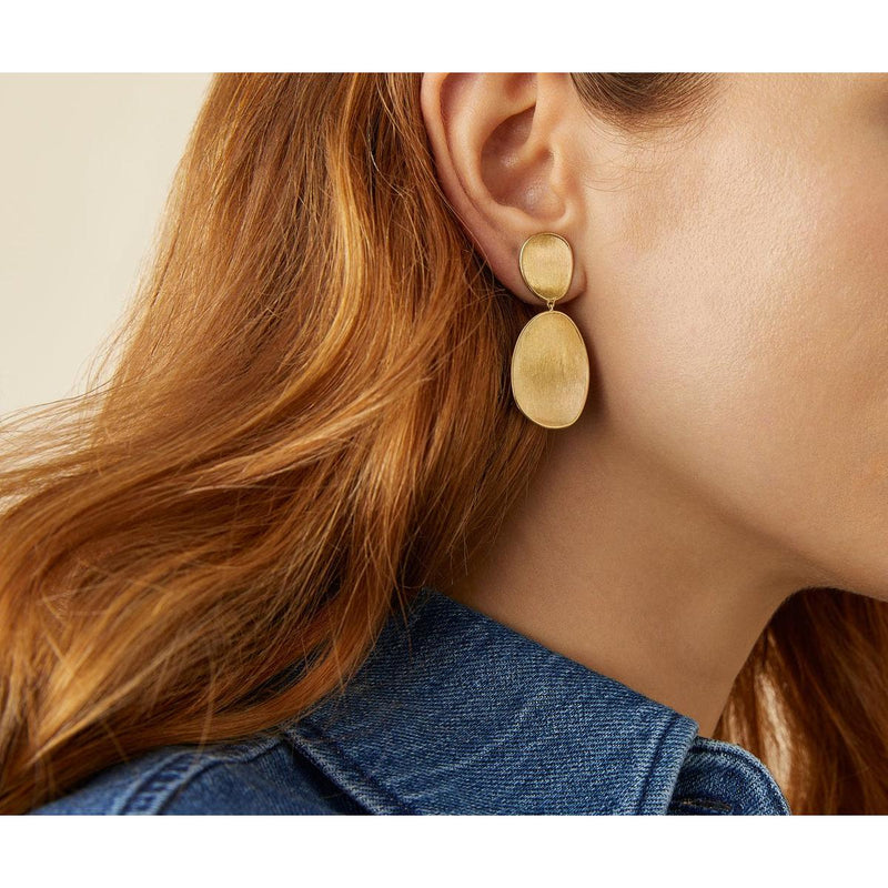 18K Lunaria Small Double Drop Earrings - OB1345 Y 02-Marco Bicego-Renee Taylor Gallery