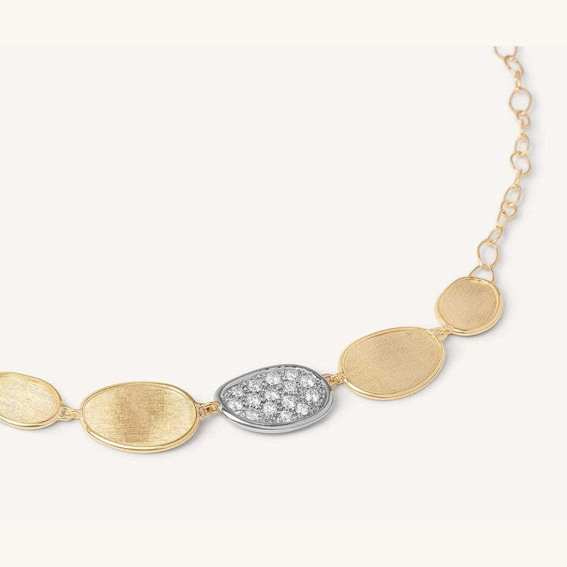 18K Yellow Gold "Halfie" Petal Necklace With Diamonds - CB2592 B YW Q6-Marco Bicego-Renee Taylor Gallery