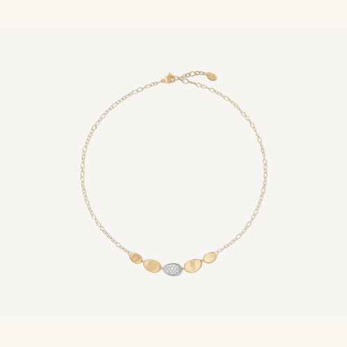 18K Yellow Gold "Halfie" Petal Necklace With Diamonds - CB2592 B YW Q6-Marco Bicego-Renee Taylor Gallery