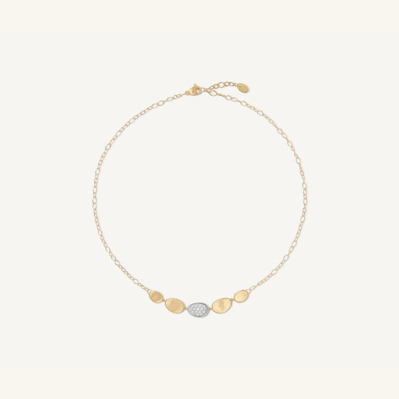 18K Yellow Gold "Halfie" Petal Necklace With Diamonds - CB2592 B YW Q6-Marco Bicego-Renee Taylor Gallery