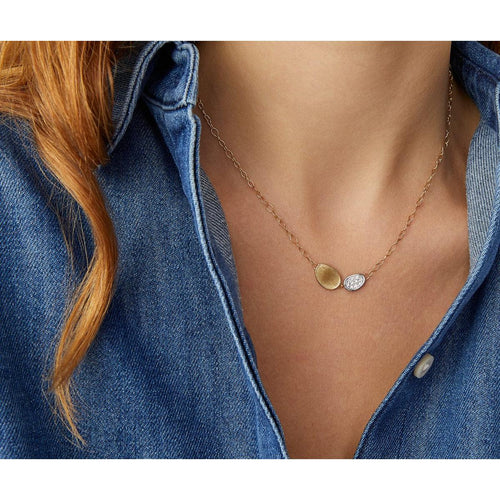 18K Yellow & White Gold Mini-Petal & Diamond Pendant Necklace - CB2591 B YW Q6-Marco Bicego-Renee Taylor Gallery