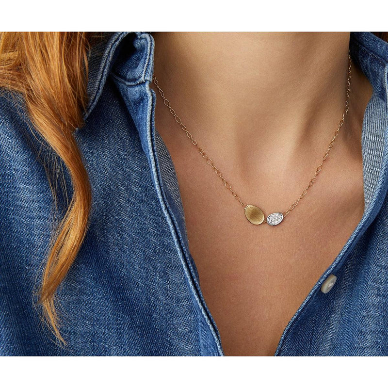 18K Yellow & White Gold Mini-Petal & Diamond Pendant Necklace - CB2591 B YW Q6-Marco Bicego-Renee Taylor Gallery