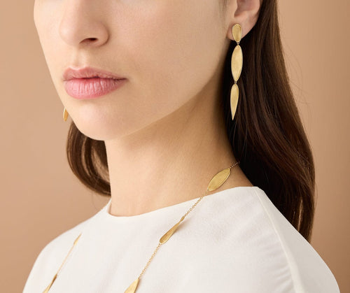 18K Yellow Gold Triple Drop Earrings - OB1918 Y 02