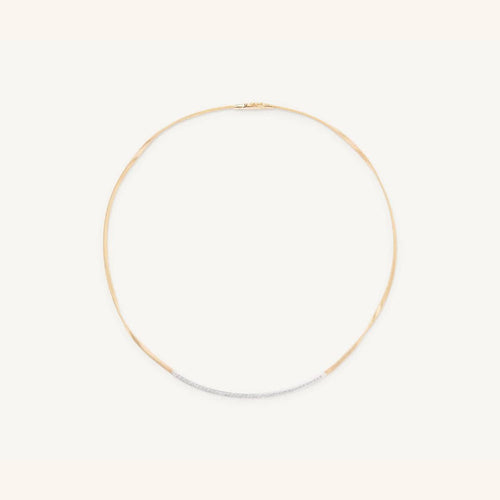 18K Yellow Gold Coil Necklace With Diamond Bar - CG851 B YW M5-Marco Bicego-Renee Taylor Gallery