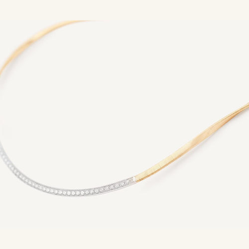 18K Yellow Gold Coil Necklace With Diamond Bar - CG851 B YW M5-Marco Bicego-Renee Taylor Gallery
