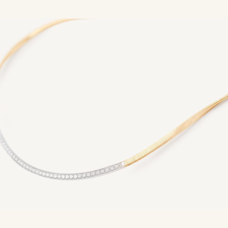 18K Yellow Gold Coil Necklace With Diamond Bar - CG851 B YW M5-Marco Bicego-Renee Taylor Gallery