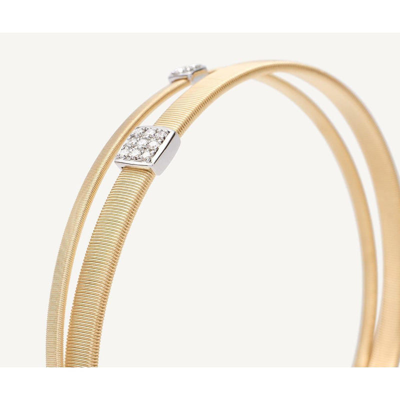 18K Masai Two Strand Crossover Diamond Bracelet - BG732 B YW M5-Marco Bicego-Renee Taylor Gallery