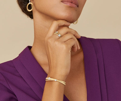 18K Masai Two Strand Crossover Diamond Bracelet - BG732 B YW M5-Marco Bicego-Renee Taylor Gallery