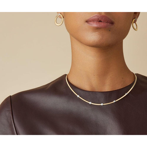 18K Yellow Gold Coil Necklace With Diamond Stations - CG730 B YW M5-Marco Bicego-Renee Taylor Gallery