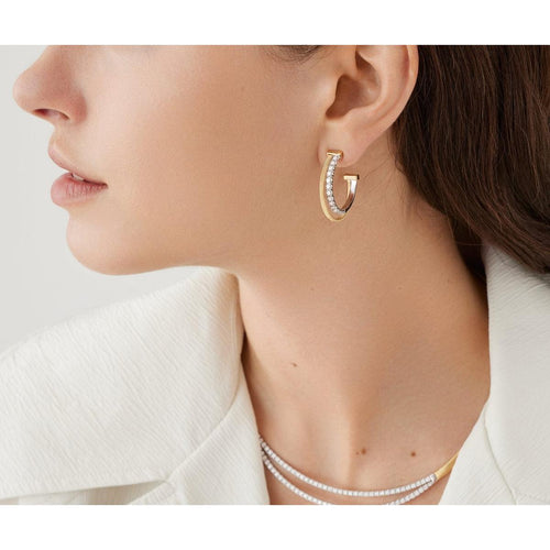 18K Yellow & White Gold Double Hoop Earrings With Diamonds - OG412 B YW M5-Marco Bicego-Renee Taylor Gallery