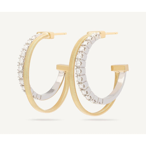 18K Yellow & White Gold Double Hoop Earrings With Diamonds - OG412 B YW M5-Marco Bicego-Renee Taylor Gallery