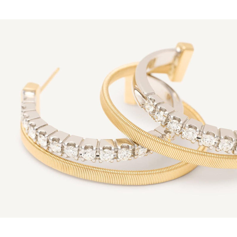 18K Yellow & White Gold Double Hoop Earrings With Diamonds - OG412 B YW M5-Marco Bicego-Renee Taylor Gallery