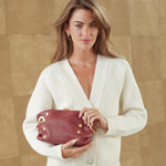 DANIEL CROSSBODY CLUTCH SML - Pomodoro Red/Brushed Gold Hammered-Hammitt-Renee Taylor Gallery