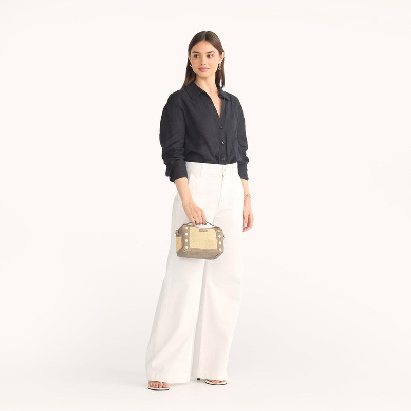 EVAN CROSSBODY SML - Pewter Raffia/Brushed Gold-Hammitt-Renee Taylor Gallery