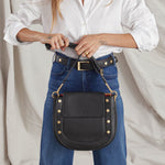 KAYCE SADDLE LRG - Black/Brushed Gold/Red Zip-Hammitt-Renee Taylor Gallery