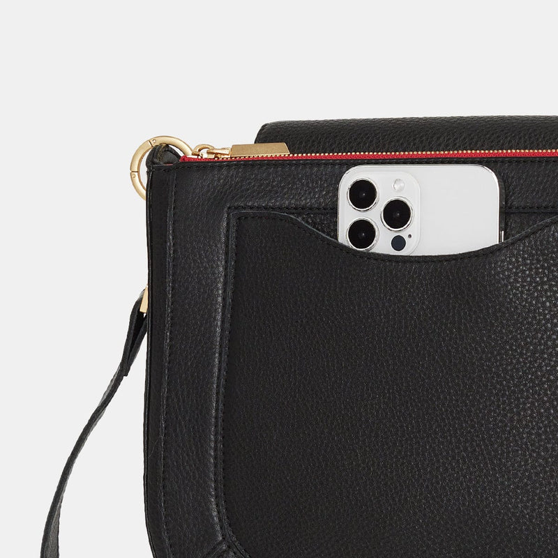 KAYCE SADDLE LRG - Black/Brushed Gold/Red Zip-Hammitt-Renee Taylor Gallery