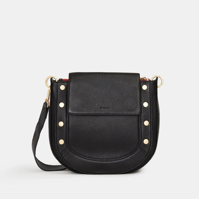 KAYCE SADDLE LRG - Black/Brushed Gold/Red Zip-Hammitt-Renee Taylor Gallery