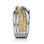 925 Sterling Silver & 14K Yellow Gold Criss-Cross Ring - LR52133MZJJJ-Gabriel & Co.-Renee Taylor Gallery