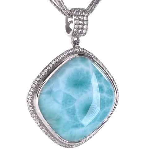 Clarity Cushion Large Necklace with White Sapphire - Nclar02-00-Marahlago Larimar-Renee Taylor Gallery