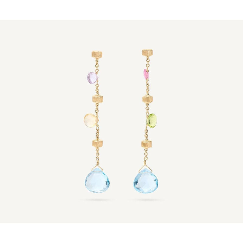 18K Paradise Multi Stone Drop Earrings - OB1431 MIX01 Y-Marco Bicego-Renee Taylor Gallery