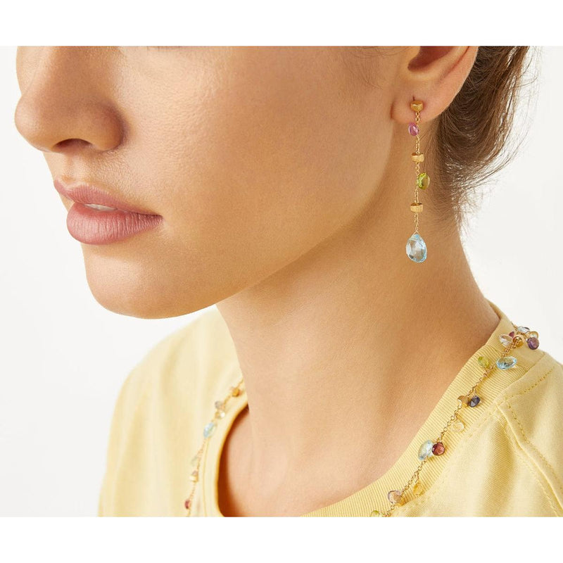 18K Paradise Multi Stone Drop Earrings - OB1431 MIX01 Y-Marco Bicego-Renee Taylor Gallery