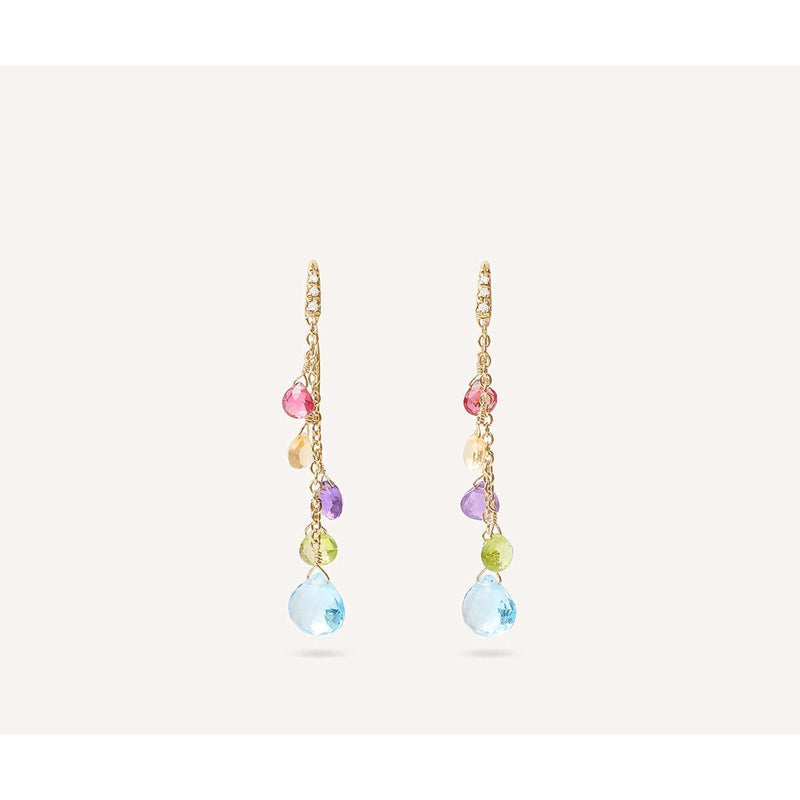 18K Paradise Diamond & Mixed Gemstone Drop Earrings - OB1743-AB MIX01T 02-Marco Bicego-Renee Taylor Gallery