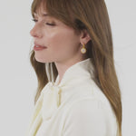 Fleur-de-Lis Hoop & Charm Reversible Earrings - Iridescent Raspberry