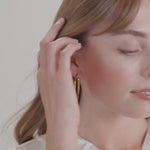Crescent Stone Hoop Earrings