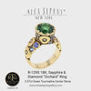 18K Orchard Green Tourmaline Blue Sapphire & Diamond Ring - R-129S