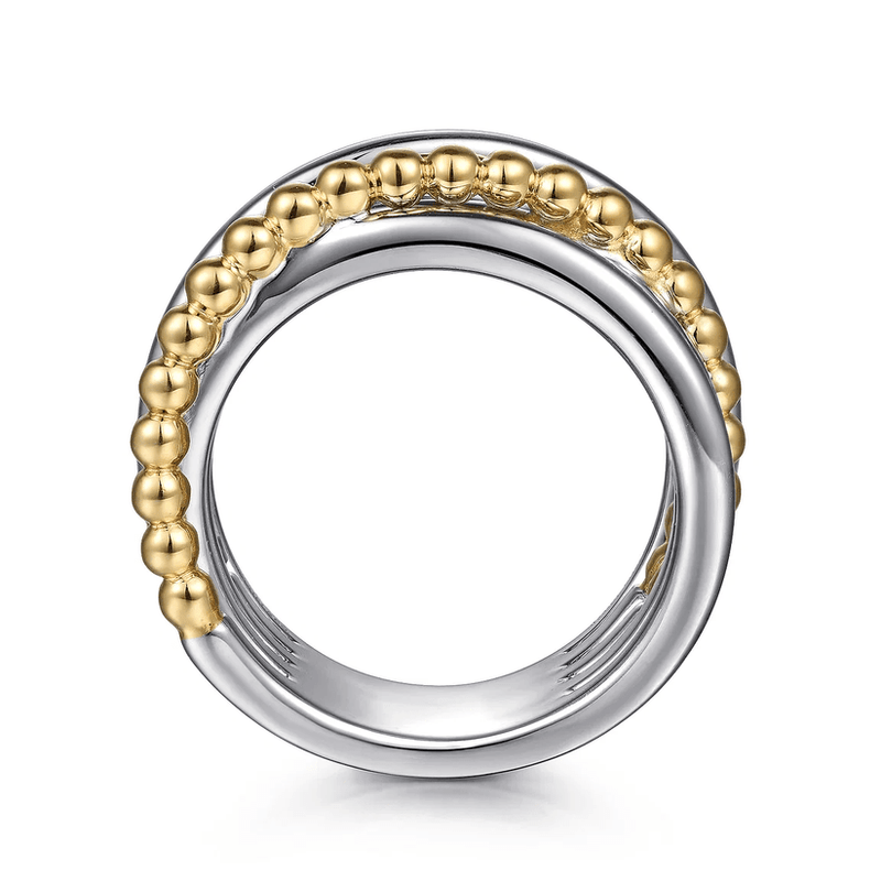 925 Sterling Silver & 14K Yellow Gold Criss-Cross Ring - LR52133MZJJJ-Gabriel & Co.-Renee Taylor Gallery
