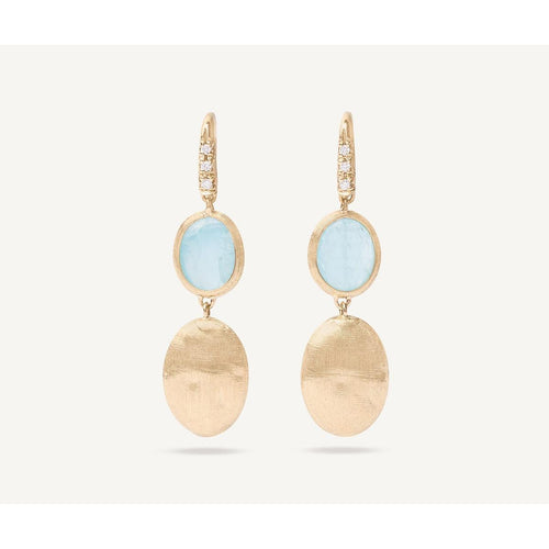 18K Siviglia Diamond & Aquamarine Hook Earrings - OB1289-AB AQ01 Y 02-Marco Bicego-Renee Taylor Gallery