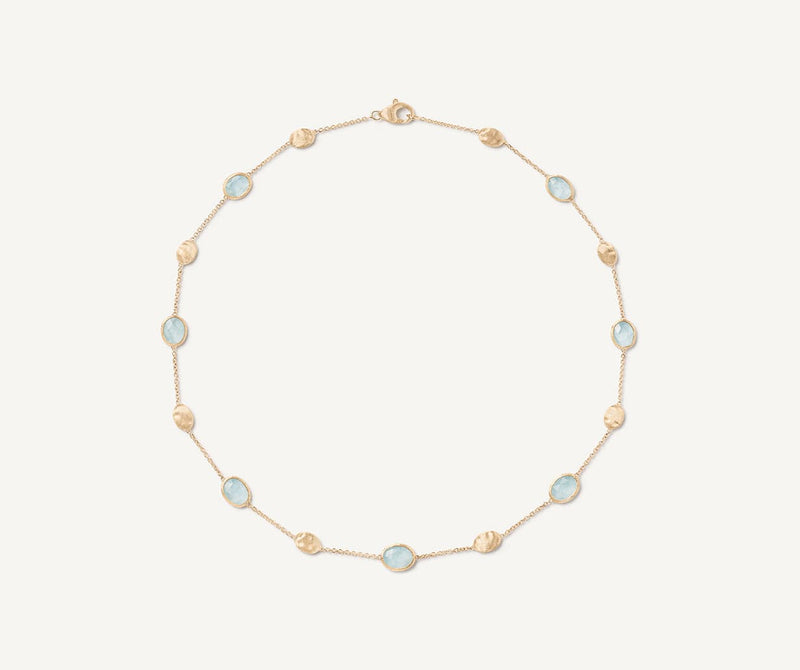 18K Siviglia Aquamarine Station Necklace - CB1874-E AQ01 Y 02-Marco Bicego-Renee Taylor Gallery