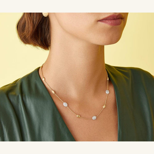 18K Yellow Gold & Diamond Bean Necklace - CB1838-E B YW Q6-Marco Bicego-Renee Taylor Gallery