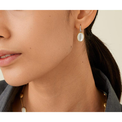 18K Siviglia Diamond & Mother of Pearl Earrings - OB1799-AB MPW YW Q6-Marco Bicego-Renee Taylor Gallery