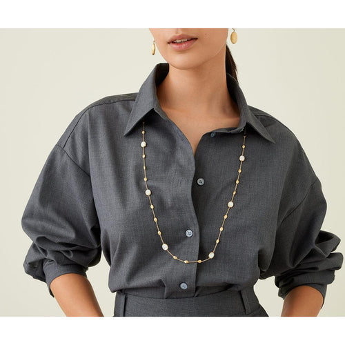 18K Siviglia Mother of Pearl Long Necklace - CB2654 MPW Y 02-Marco Bicego-Renee Taylor Gallery
