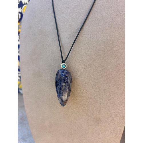 Sodalite Pendant on Leather Chord-Carol Kahn-Renee Taylor Gallery