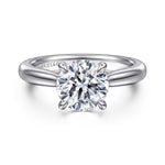 14K White Gold Round Solitaire Diamond Engagement Ring Mount - ER17023R8W4JJJ-Gabriel & Co.-Renee Taylor Gallery