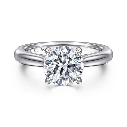 14K White Gold Round Solitaire Diamond Engagement Ring Mount - ER17023R8W4JJJ-Gabriel & Co.-Renee Taylor Gallery