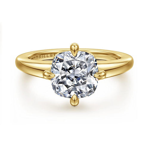 14K Yellow Gold Cushion Cut Diamond Engagement Ring Mount - ER16999C12Y44JJ-Gabriel & Co.-Renee Taylor Gallery