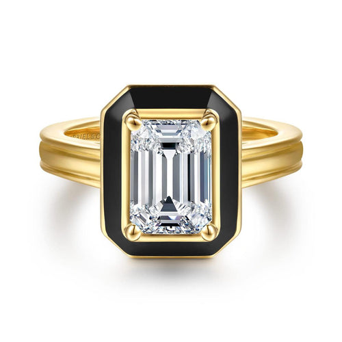 14K Yellow Gold Emerald Cut Diamond Engagement Ring Mount - ER16935E8Y4JJJ-Gabriel & Co.-Renee Taylor Gallery