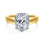 14K White-Yellow Gold Radiant Cut Three Stone Diamond Engagement Ring Mount - ER17033G10M44JJ-Gabriel & Co.-Renee Taylor Gallery