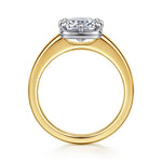 14K White-Yellow Gold Radiant Cut Three Stone Diamond Engagement Ring Mount - ER17033G10M44JJ-Gabriel & Co.-Renee Taylor Gallery