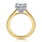 14K White-Yellow Gold Emerald Cut Halo Diamond Engagement Ring Mount - ER16981E12M44JJ-Gabriel & Co.-Renee Taylor Gallery