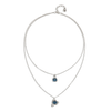 Sterling Silver Plated Pendant with Double Chain and Hearts with Blue Crystal - COL2002AZOMTL0U-UNO de 50-Renee Taylor Gallery