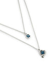 Sterling Silver Plated Pendant with Double Chain and Hearts with Blue Crystal - COL2002AZOMTL0U-UNO de 50-Renee Taylor Gallery