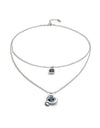 Sterling Silver Plated Pendant with Double Chain and Hearts with Blue Crystal - COL2002AZOMTL0U-UNO de 50-Renee Taylor Gallery