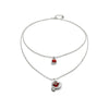 Sterling Silver Plated Pendant with Double Chain and Hearts with Red Crystal - COL2002ROJMTL0U-UNO de 50-Renee Taylor Gallery