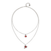 Sterling Silver Plated Pendant with Double Chain and Hearts with Red Crystal - COL2002ROJMTL0U-UNO de 50-Renee Taylor Gallery