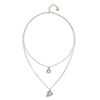 Sterling Silver Plated Pendant with Double Chain and Hearts with Clear Crystal - COL2002CRSMTL0U-UNO de 50-Renee Taylor Gallery