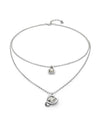 Sterling Silver Plated Pendant with Double Chain and Hearts with Clear Crystal - COL2002CRSMTL0U-UNO de 50-Renee Taylor Gallery